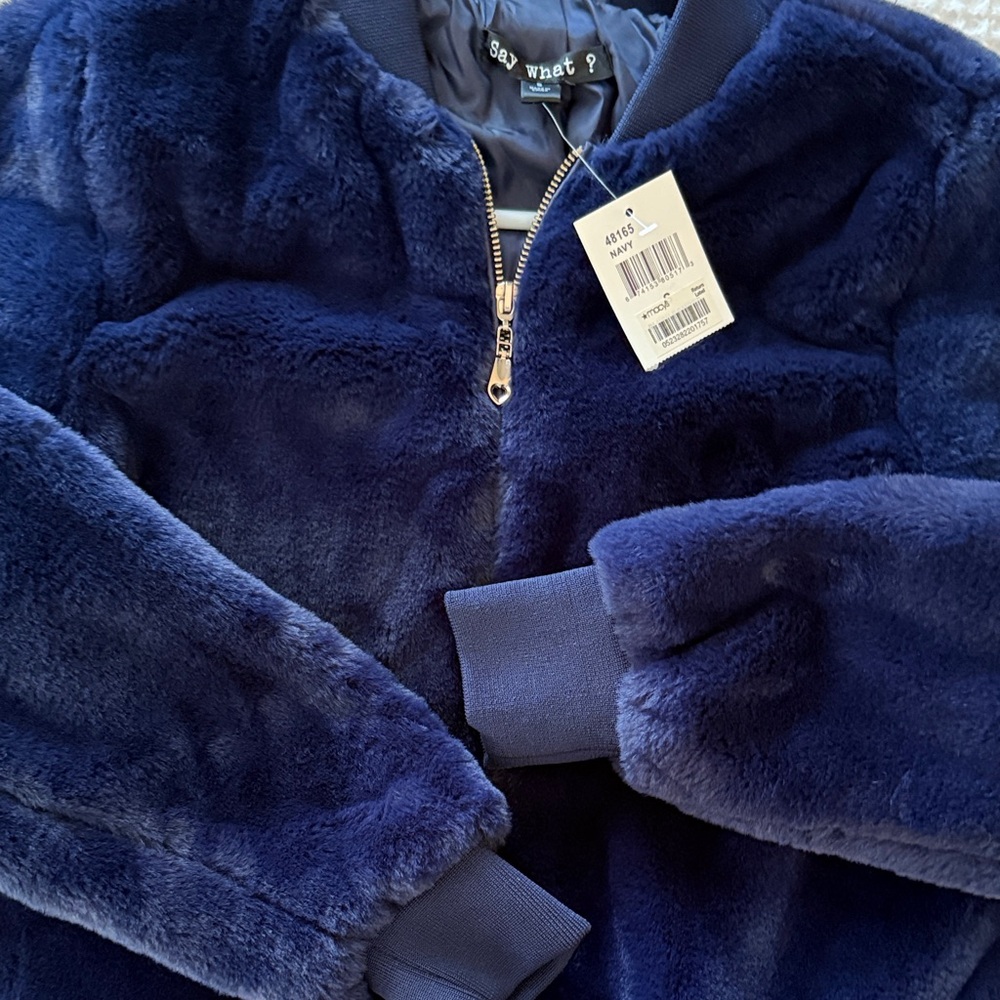 Say What? Women’s Blue Soft Fleece Jacket NWT - Picture 3 of 3